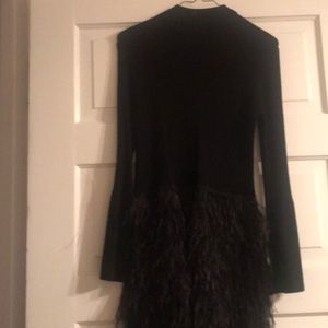 Never worn black sweater with feathers dress
